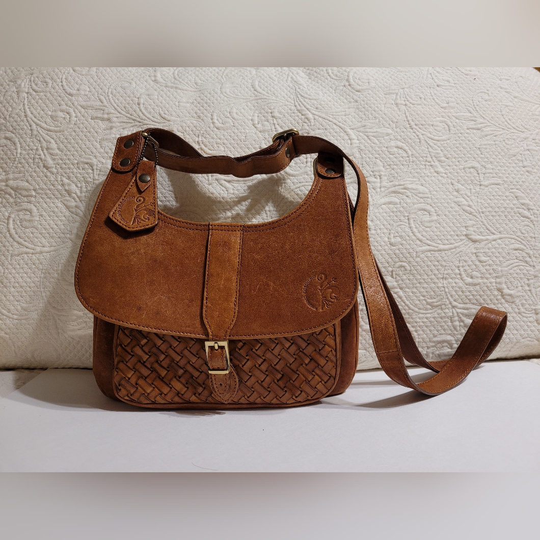 Anonimo Florentino Vera Pelle British Tan Leather Crossbody Shoulder Bag Purse